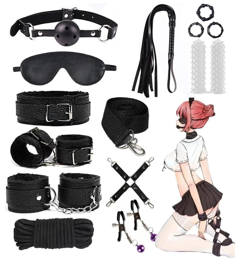 BAOQISHAN SM SM Goods Ankle Eye Bondage Adult SM SM Vibrator for Breaking the Secret Storage Bag Included Set, 20-piece Set, Restraints, Collar,