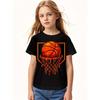 Kids Crewneck Short Sleeve Tee, Red Basketball Drip Print