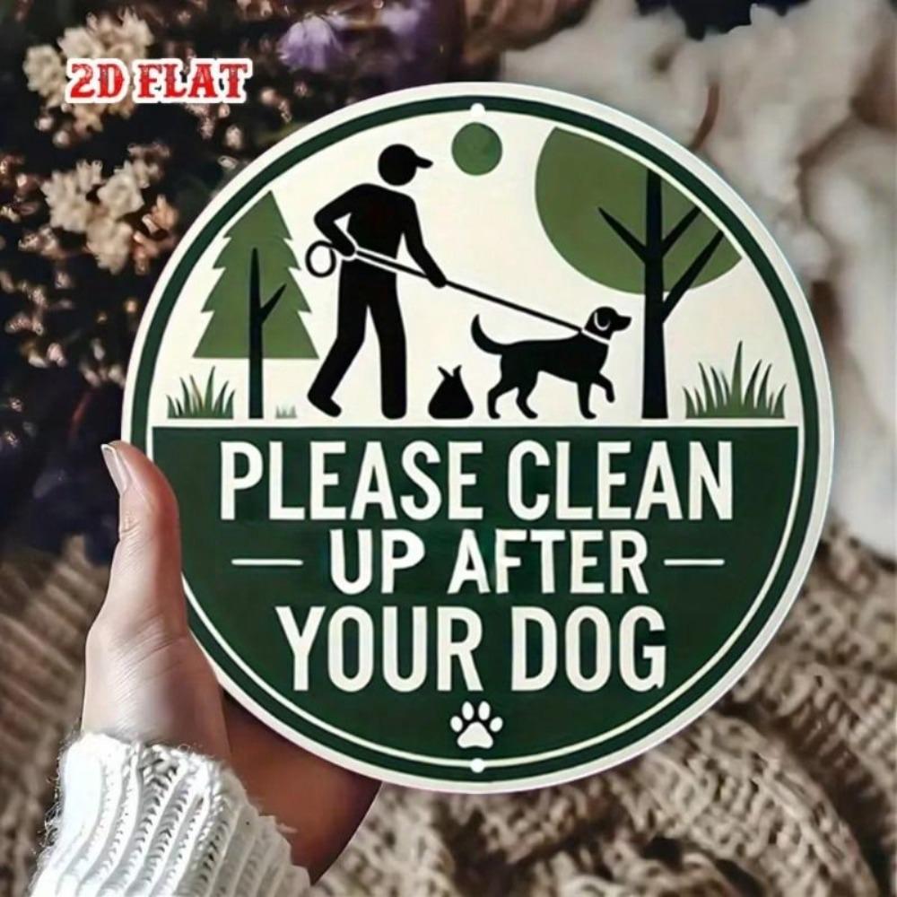 Metal Wall Sign Dog Poop Cleaning Up Vintage Paw Print Decor 19.8cm Outdoor