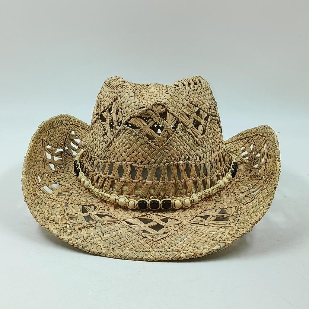 new Men Cowboy Straw hat women Fashion Large Brim straw hat with belt Party Outdoor summer cowgirl beach Sun Hat sombrero vaquer