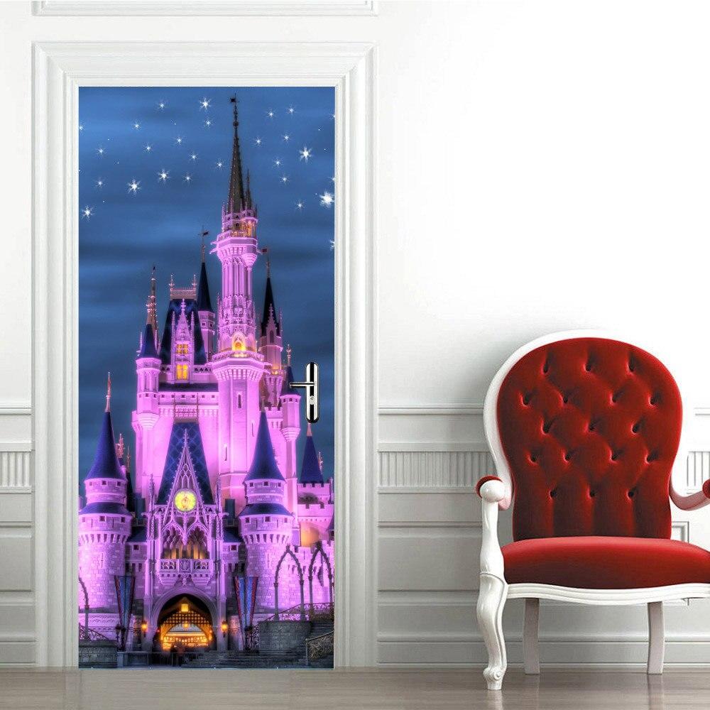 Glowing In the Night Castle Sticker Decals for Door Decoration Waterproof Removable Vinyl DIY Stickers Porte Princess Girls Room