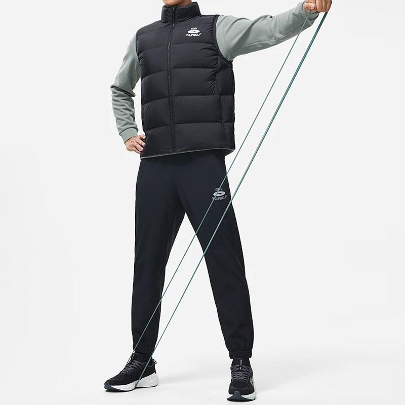 Li Ning Fitness Series Solid Color Logo Stand Collar Down Vest Men Vests Black AMRT015-1