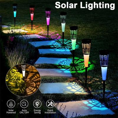 8pcs LED Solar Channel Lights RGB/warm Color Waterproof Landscape Lights Solar Garden Lighting Corridor Courtyard Decoration