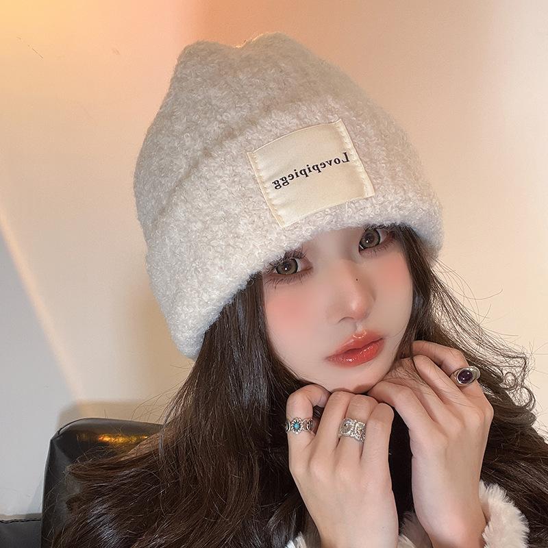 Large Head Circumference Hat Women's Autumn and Winter New Knitted Hat Korean Style All Match Warm Woolen Hat Showing Face Small Pile Hat Cold Hat