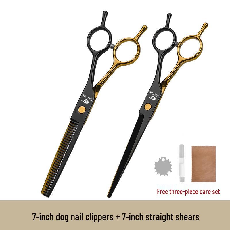 All-Steel Pet Grooming Scissors Set - Includes Curved Dog Hair Cutting Scissors