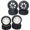 4Pcs Front Rear Wheels Set 12mm Hex Hubs Rubber Wheel Rims Sponge Inserts RC Off Road Tires for RC 1/10 Off Road Buggy Car