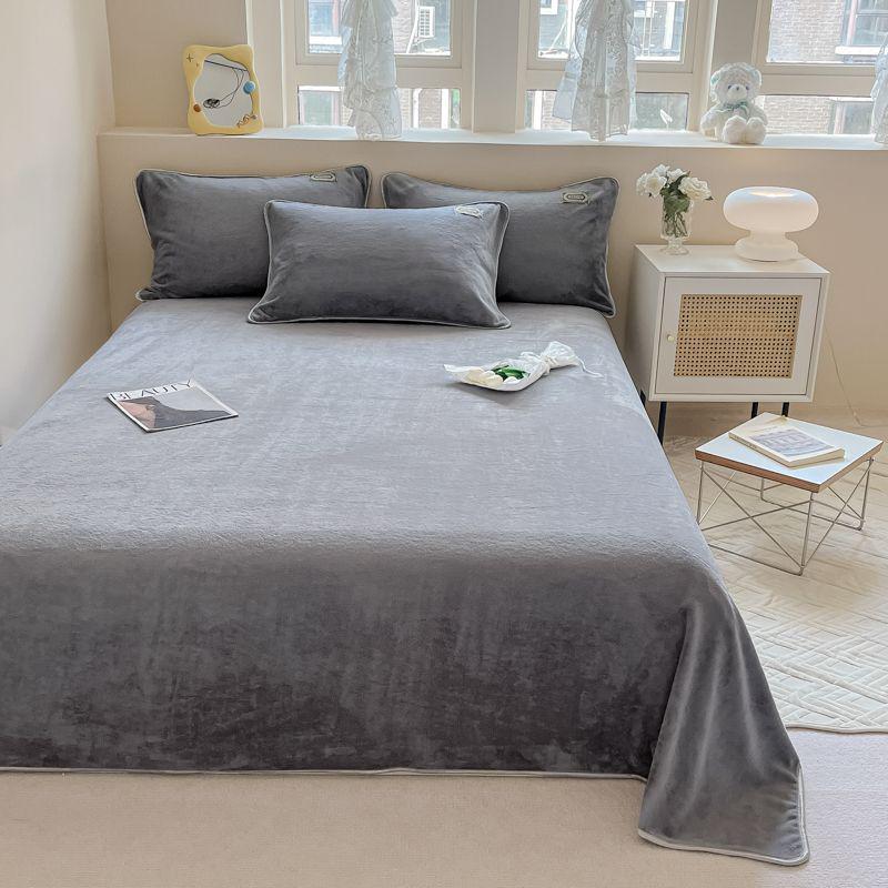 

Winter Snowflake Fleece Bed Sheet: Thickened, Plush Coral Velvet Single Blanket Gray (Milk Velvet/Single-Sided)