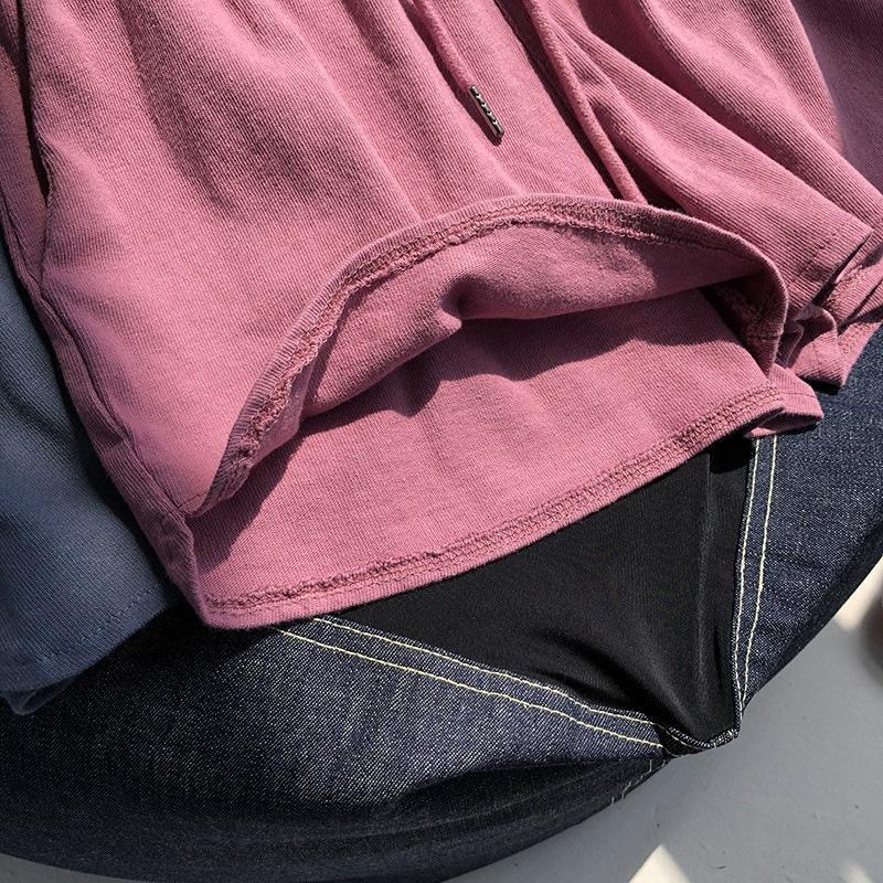 Elastic Waist Sports Loose Solid Color Cotton Blend Shorts