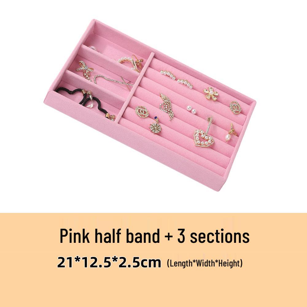 Velvet Jewelry Organizer Tray with Dividers for Necklaces, Earrings, and Rings