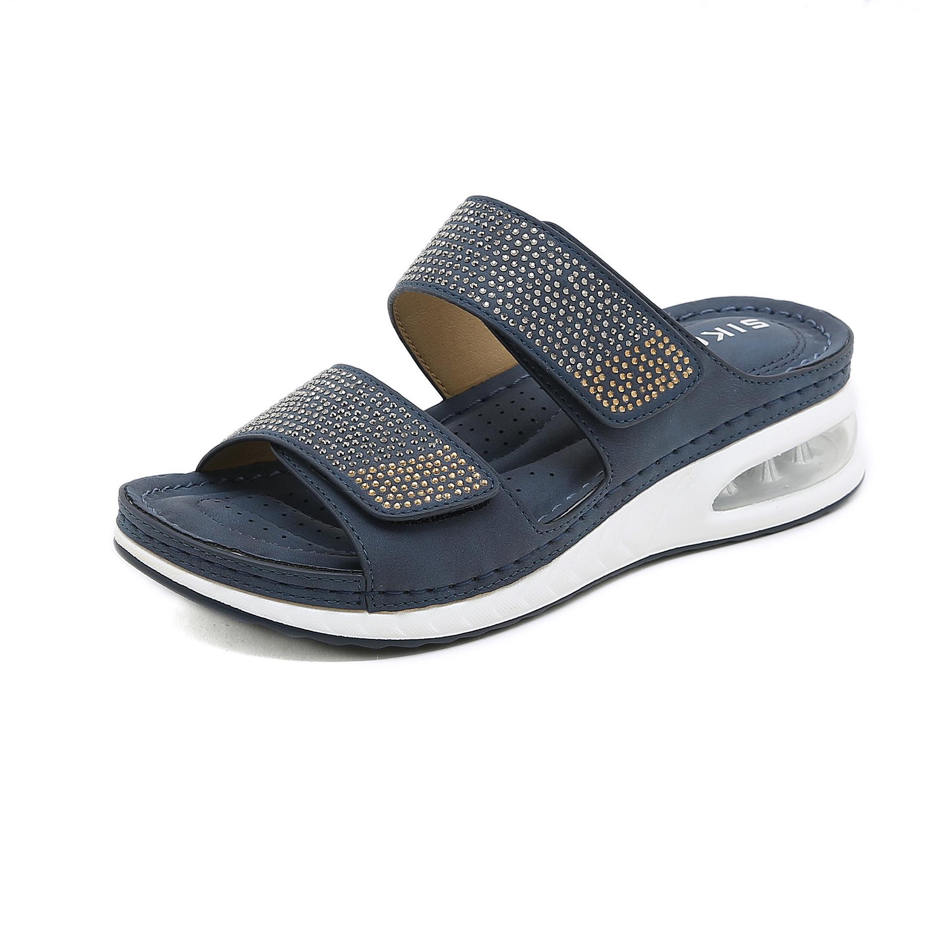 

C новые повседневные босоножки с воздушной подушкой и большим размером, удобные сандалии со стразами 42 королевский синий