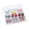 Europe and the United States hot-selling round color dopamine stud earrings simple temperament artificial pearl stud earrings set 11 pairs