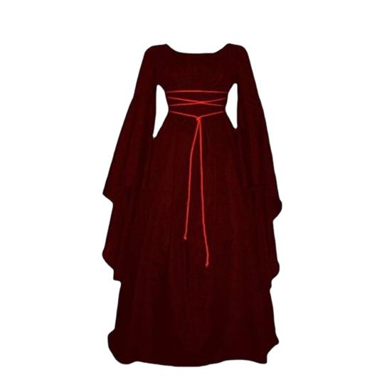 Abito da Strega Rinascimentale di Halloween per Donna Abito Gotico Vittoriano Manica Lunga a Campana Costume Medievale per Festa di Halloween Cosplay