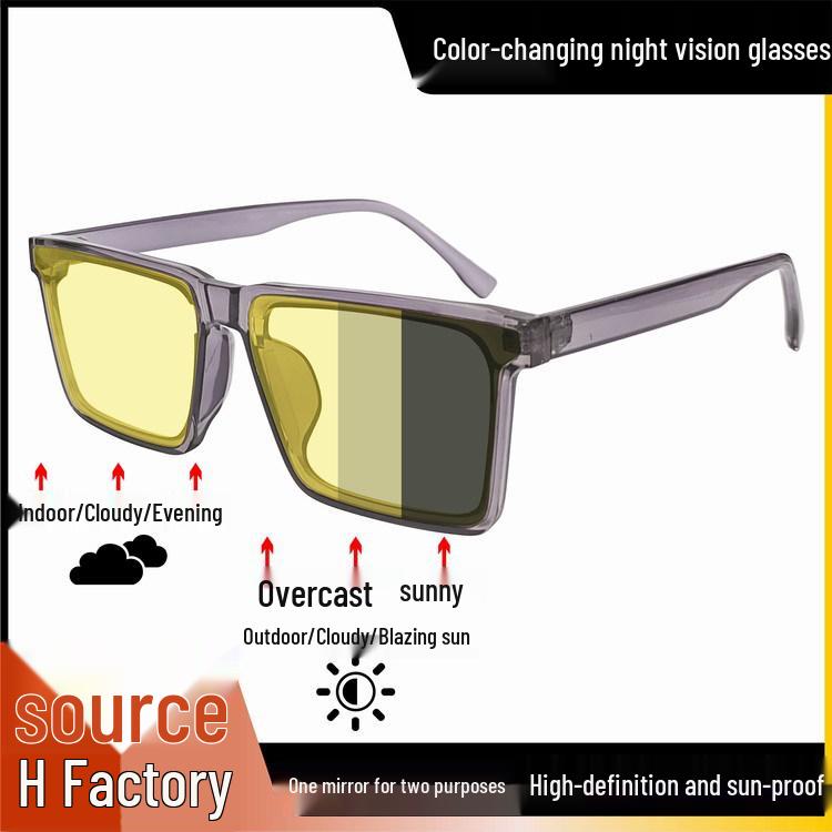 Okulary do jazdy fotochromowe z ochroną UV i widzeniem nocnym dla mężczyzn i kobiet: Okulary przeciwsłoneczne zmieniające kolor w dzień i w nocy