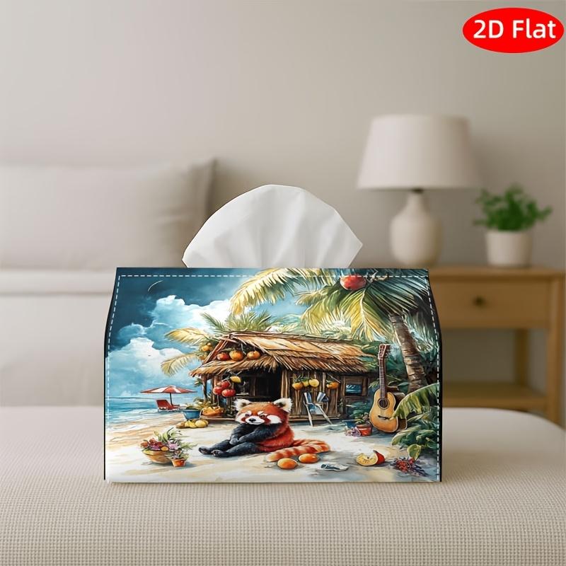 1pc Tissue Box, 2D Flat, A, Realistic, Detailed of a Red Panda Sitting In. Living Room, Bedroom, Bathroom, Car-Holiday Decor, Bathroom Accessory Vinta