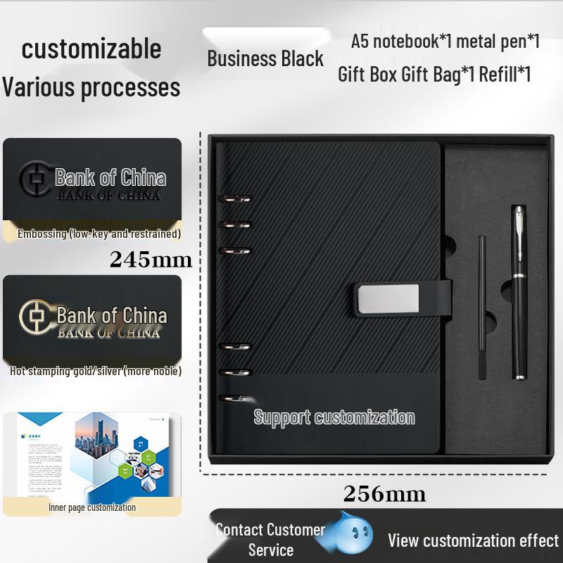 Custom A5 Ring Binder Notebook Gift Set with Logo - Holiday Souvenir Box