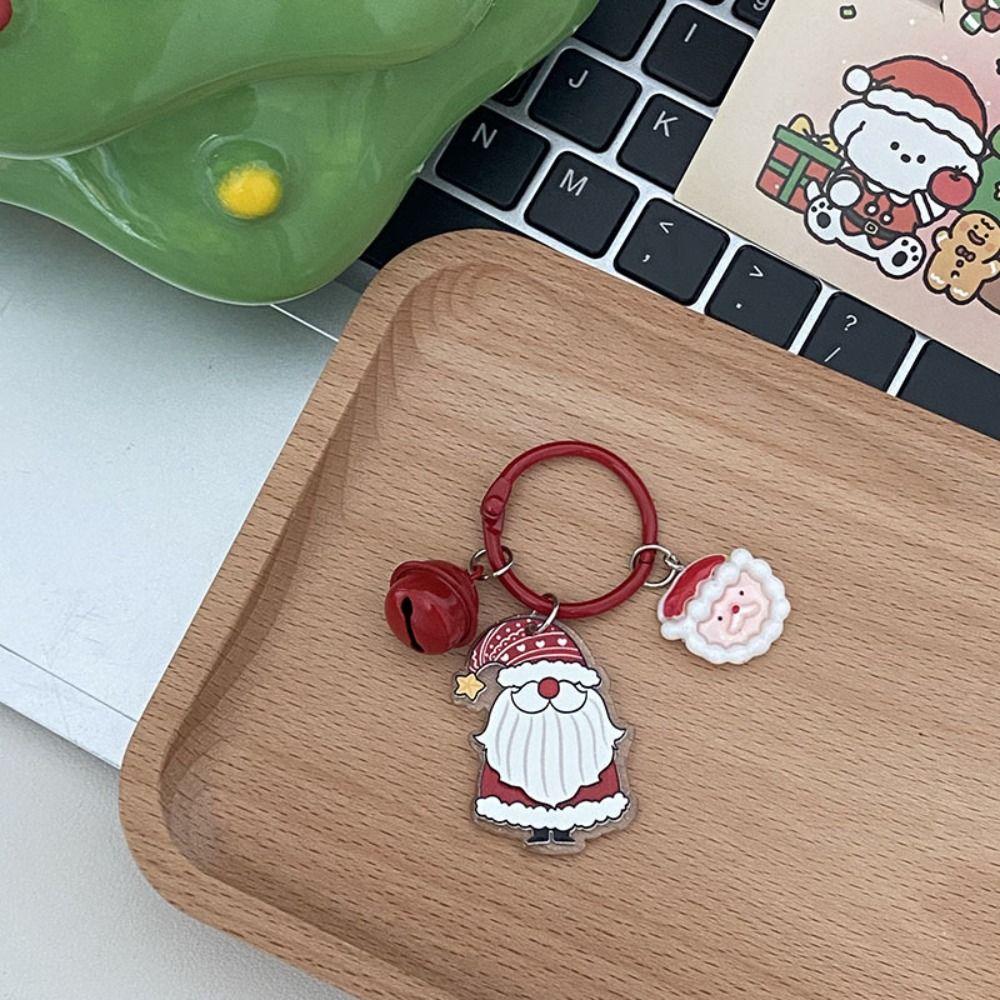 Cute Christmas Keychain Cartoon Creative Pendant Kawaii Acrylic Keyring