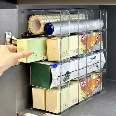 Storage Rack Drawer-Style Smooth Pull-Out Cabinet Organizer High-Strength Frame Transparent Visibility Multi-layer Kitchen Rack