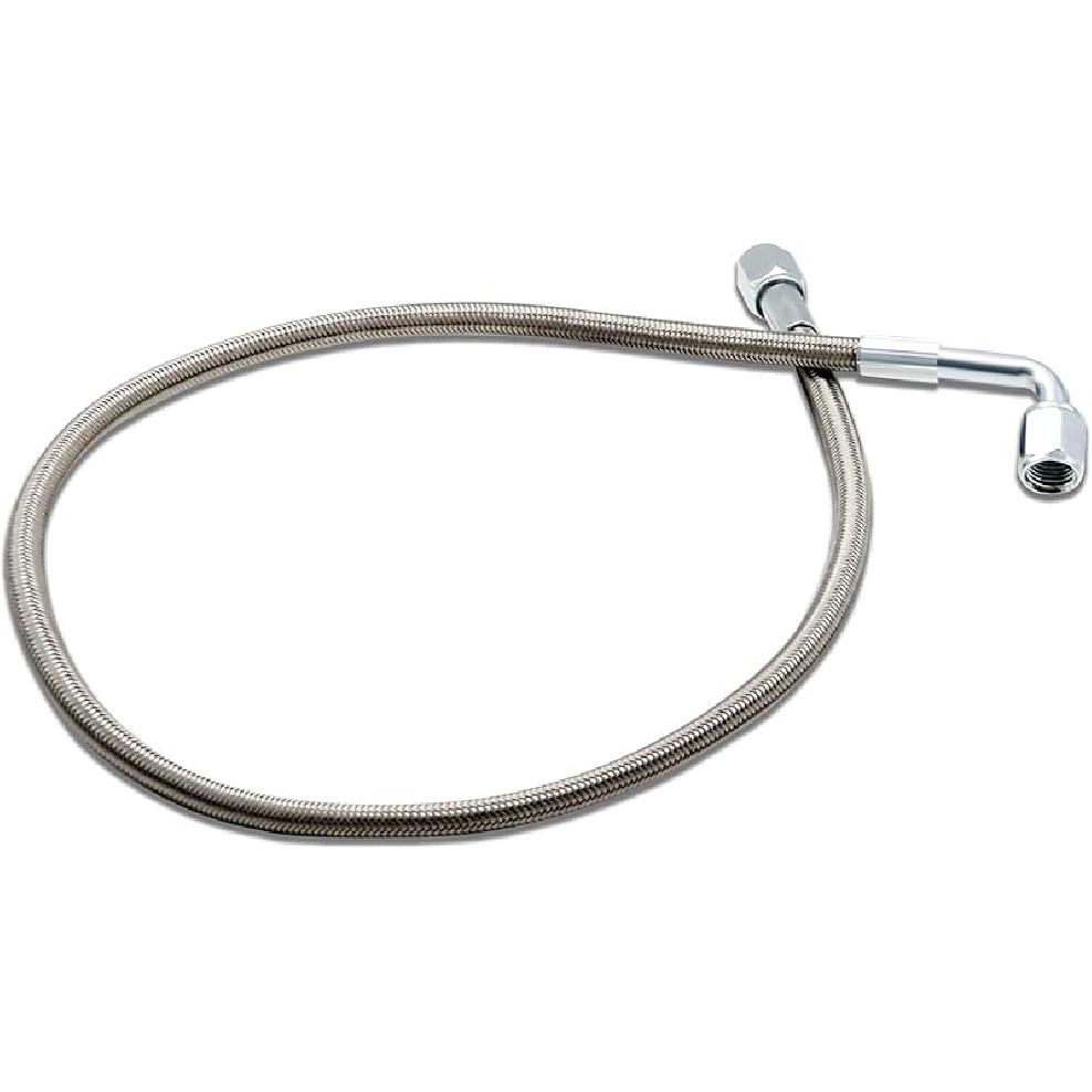 551871 4AN Turbo Oil Feed Line 12" Length Stainless Steel Braided AN4 90 Degree End Straight Hose End 4AN Pressure Stainless Remote Turbocharger Oil
