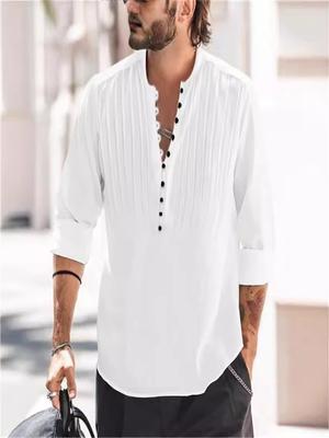 Cotton Men's Shirt Design Stripes Solid Color Long Sleeve Outdoor Casual Fashion Cardigan Simple Style
