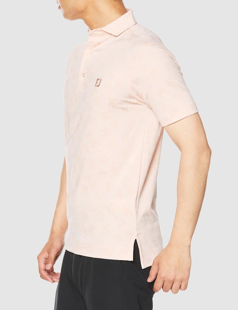 FootJoy Modern Classic Palm Tree Jacquard Short Sleeve Shirt, Sand, Men's Large, 80448-L