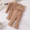 Girls' Fashionable Vest Pants, Solid-colored Long-sleeved Coat, 3-piece Set for Summer Children's Casual Set