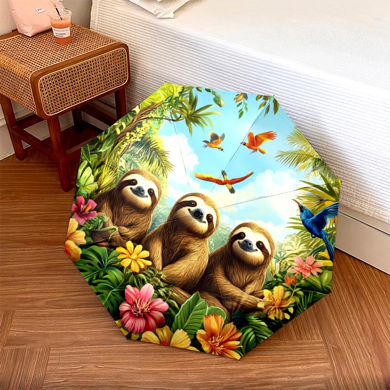 1 PC Automatic Folding Umbrella - Sloths Pattern, Portable & Foldable Design with 8 Ribs, Christmas Birthday Gifts