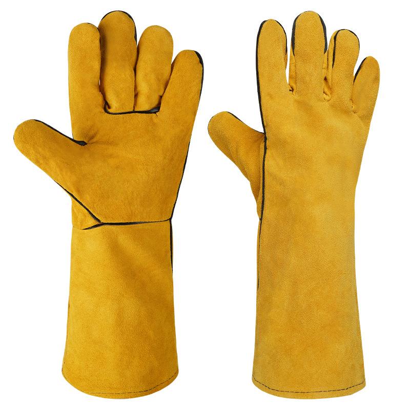 1 Pair 40cm Safety Work Labor Glove Welding Gloves Heat Cut Resistant Insulated Custom Design Welding Leather Gloves