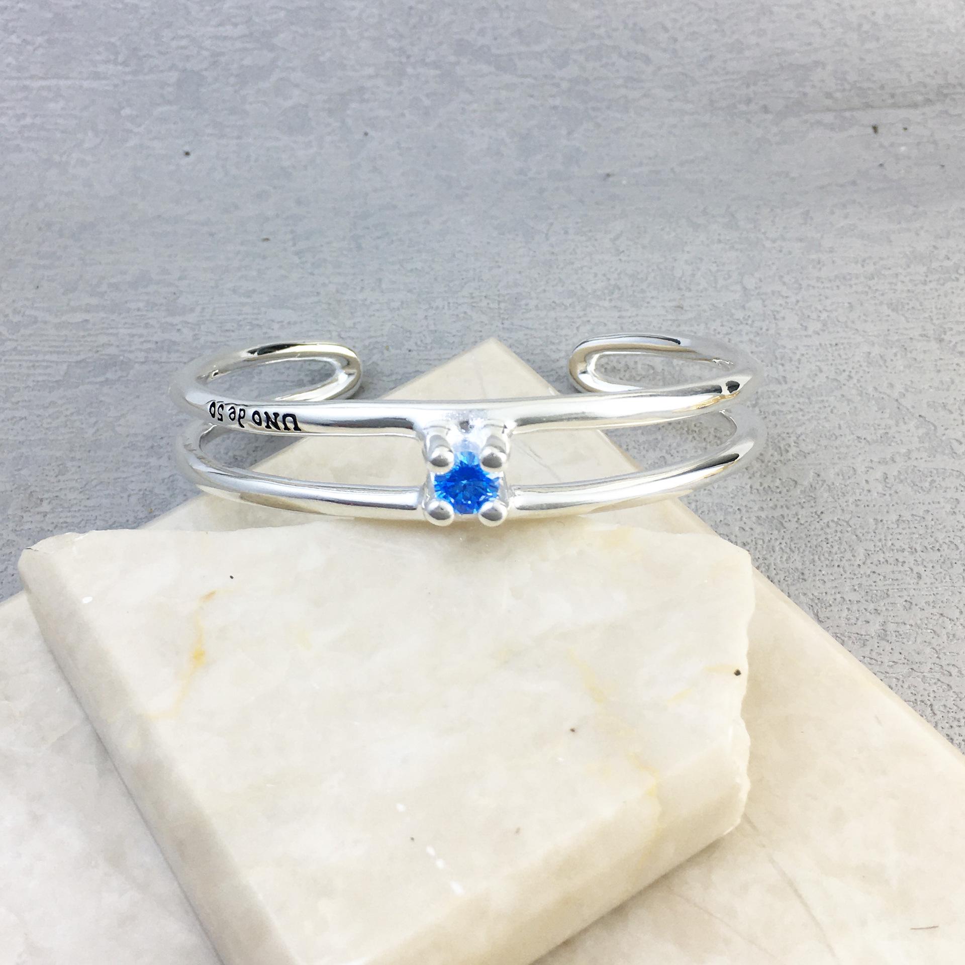 UNOde50 Spanish Minimalist Geometric Double-Layer Crystal Bracelet with Gift Bag 19 cm