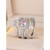 European and American luxury round pink and white diamond-studded ring set for women, fashionable, light luxury, sweet, geometric, versatile, index
