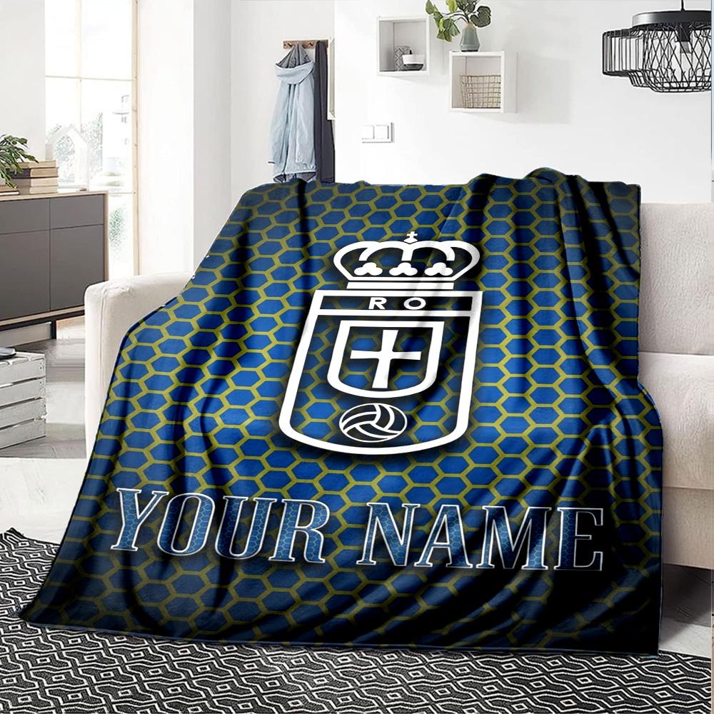 Name Custom Real Oviedo Print Flannel Blanket High Quality Warm Comfortable Cover for All Seasons Perfect for Gifts Home Decor