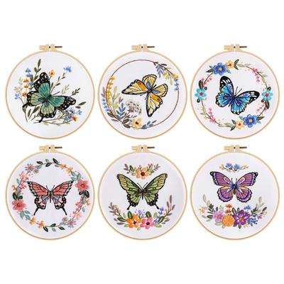 Schmetterling Blumenstickerei-Kits Stickerei-Herstellungs-Kits Kreuzstich-Kits Stickerei-Starter-Kits Stickerei-Set