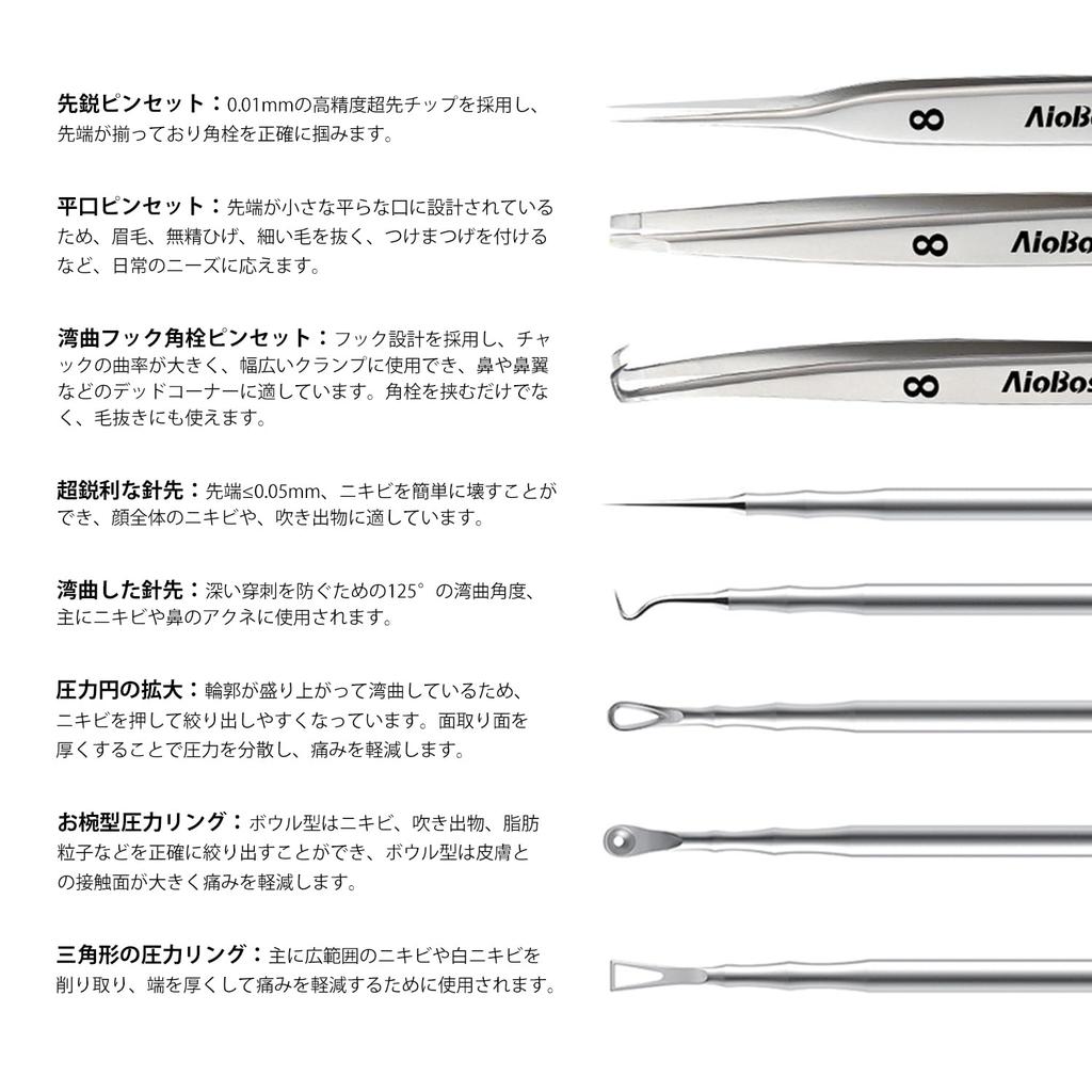 AioBos Acne Needle Set Different and Sandblasted Acne Needle Pore Acne Blackhead Pore Care Kit with Storage Box Set, 3-Piece (5 Tips) [New