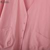 ZANZEA Women Casual V-Neck Loose Long Sleeve Cotton Blouse