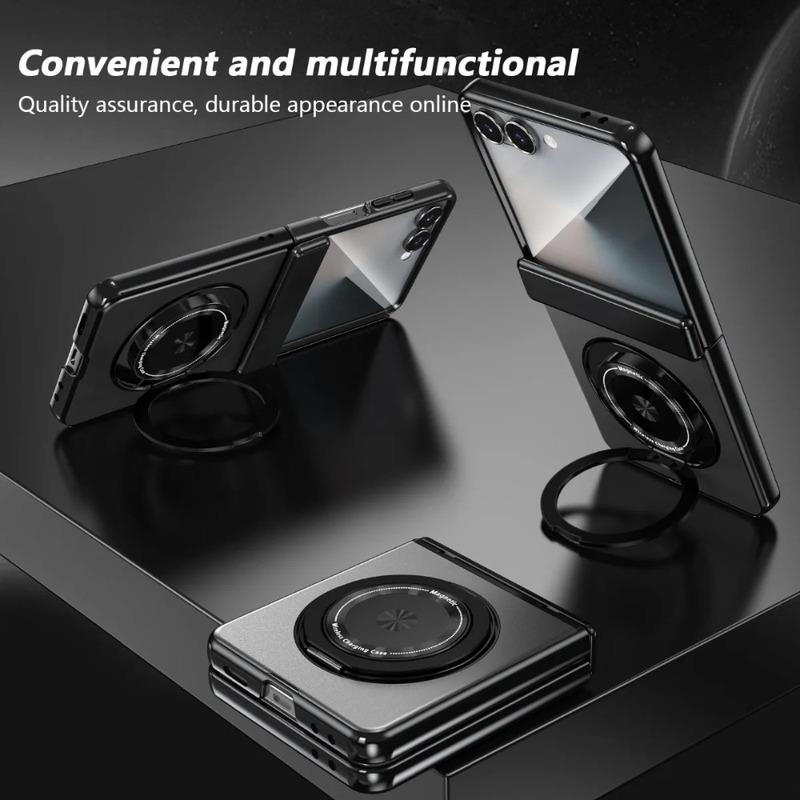 360° Rotating Ring Stand Magnetic Hinge Protective Case For Samsung Galaxy Z Flip 7 FE 6 5 4 3 With Screen Film Shockproof Cover