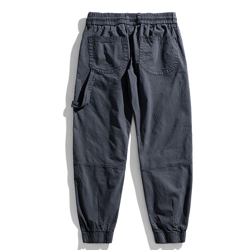 American Vintage Washed Cotton Overalls Spring New Men's Outdoor Multi-pockets Ankle-tied Loose Casual Trousers