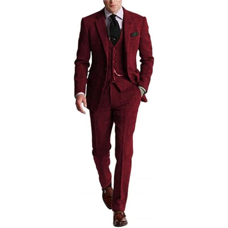Traje Slim de Espiga para Hombre Cuatro Estaciones Negocios Traje de Padrino Traje de Boda para el Novio