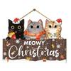 New Wooden Christmas Hanging Ornament 2D Flat Cute Cat Pendant Creative Christmas Supplies Wall Decor for Door Bedroom