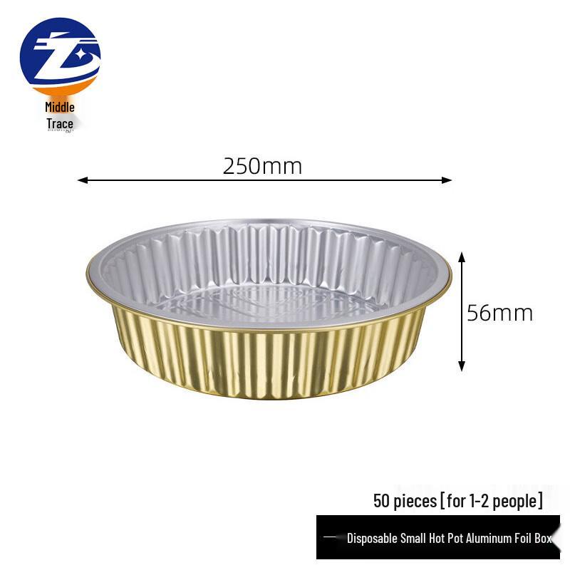 Disposable Round Aluminum Foil Hot Pot Container 25cm Diameter x 5.6cm Height