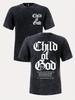 Child of God Herren Washed Cotton T-Shirt - Vintage Streetwear Doppelseitiges Grap Unisex T-Shirt