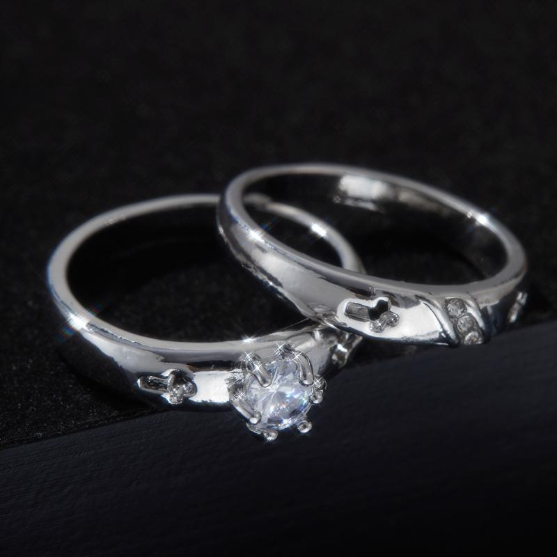 2 Pieces/set of Sparkling Zircon Cross Couple Rings, Suitable for Women's Weddings, Engagement Parties, Jewelry Gifts