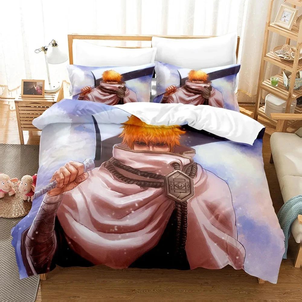 3D Print Anime Bleach Kurosaki Ichigo Bedding Set Double Twin King Duvet Cover Comforter Pillowcase Boys Girls Adults Bedroom