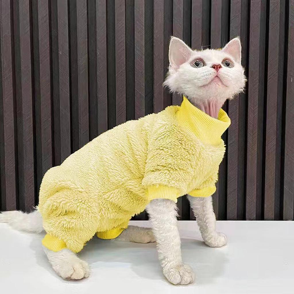 Einfarbiger Katzenpullover für kleine bis große Katzen Winddichter dicker Mantel für Winter Outdoor