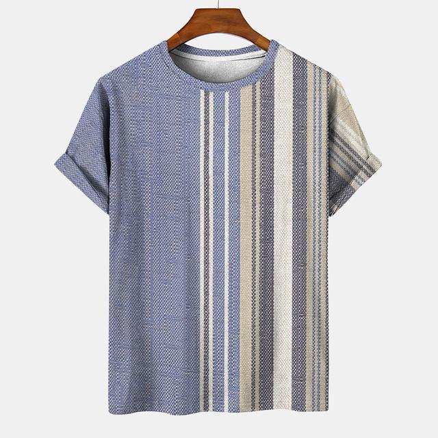 Národní kostým pruhovaná grafika 3D tisk letní pánské a dámské ležérní oversized velikost triko s kulatým výstřihem, krátkým rukávem