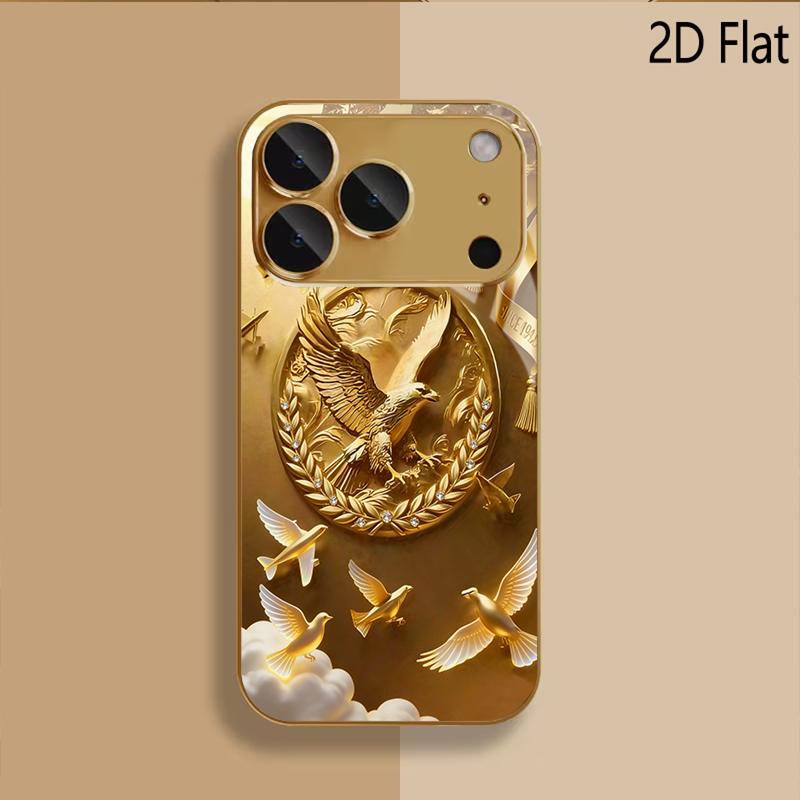 Eagle emblem Patterned tempered glass design for iPhone16 17 Pro Max 15 14 13 12 11 ProMax Phone Case Camera Cover Shockproof H