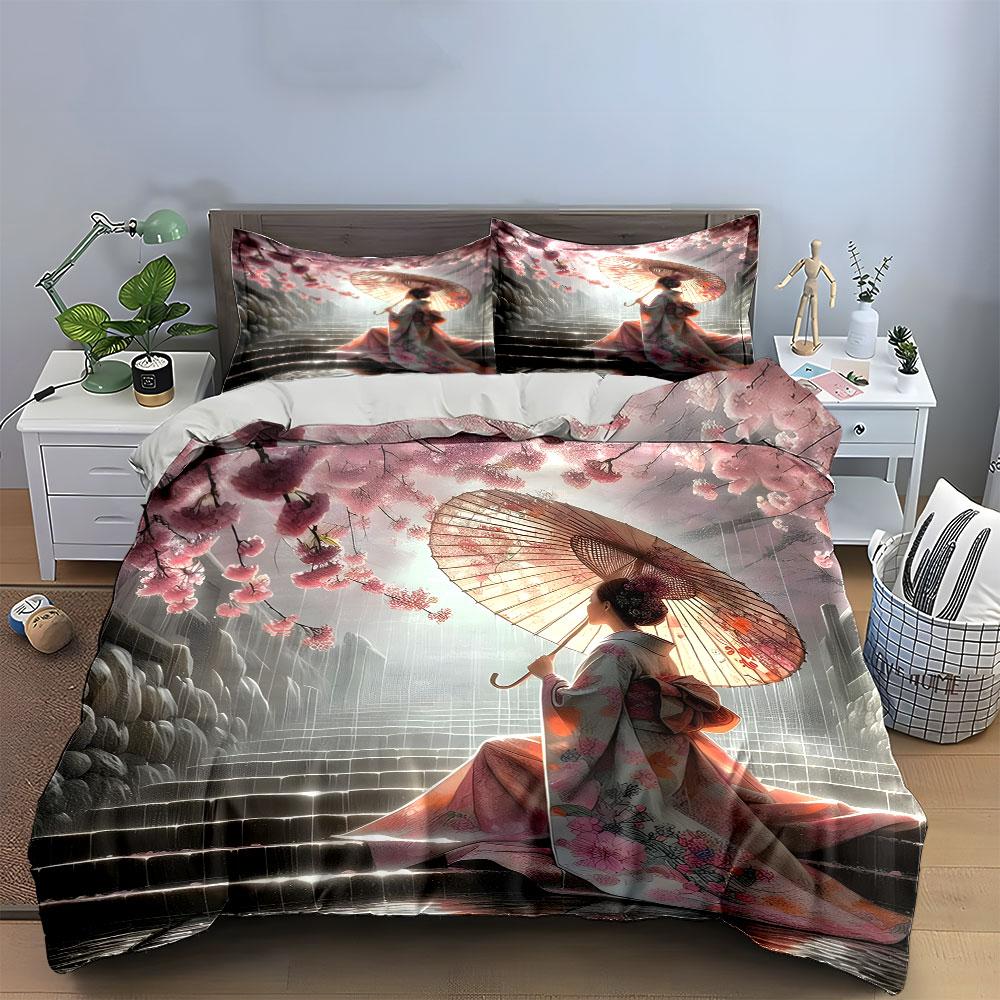 Japanese Kimono Set For Festivals Multiple Sizes Kid'S And Adults' Bedroom Exquisite 3Pc Bedding Set, Gift