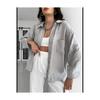 Women's Oversize Pocket Button Down Shoulder Detailed Shirt