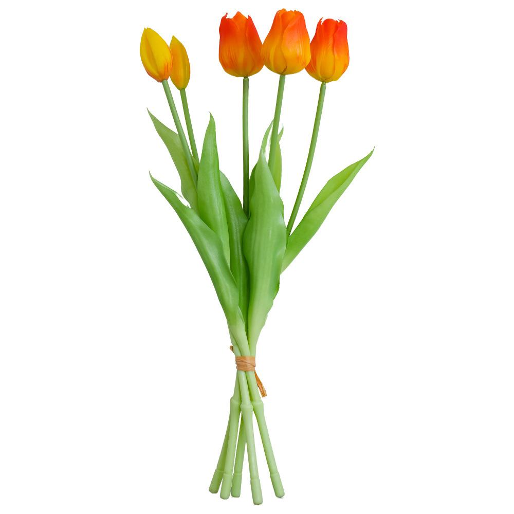 Autumn Cherry Tulip Bouquet, Soft Rubber Material, Living Room Light Luxury Indoor Dining Table High-End Simulated Flower Decoration