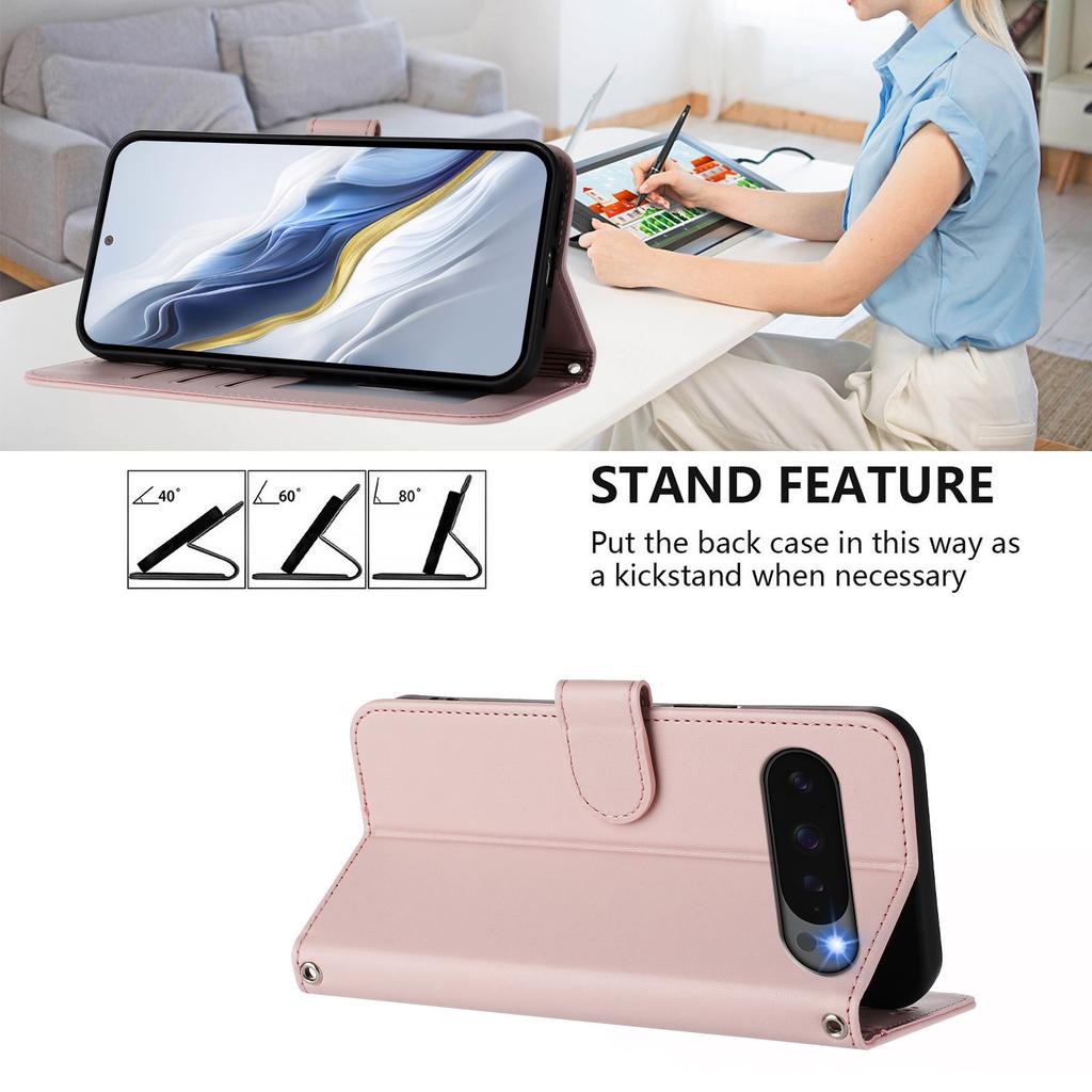 Für Google Pixel 9 Pro XL/Google Pixel 10 Pro XL Lederhülle Portemonnaie Ständer Handyhülle mit Armband