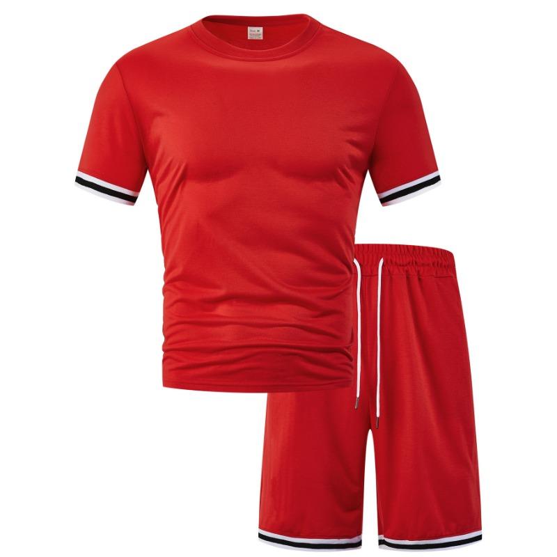 Summer Men's Fashion Loose Suit Short Sleeve Sports Casual Round Neck Two-piece Set Conjuntos Hombre