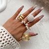 Design Style Imitation Pearl Scallop Shell Ring, Personalized Metal Smooth Thread Hat Ring